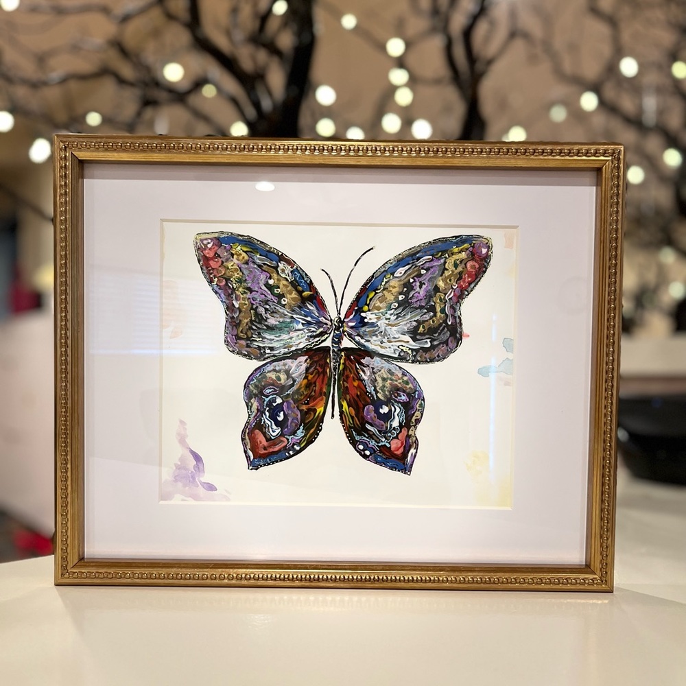 Butterfly acrylic art in a frame